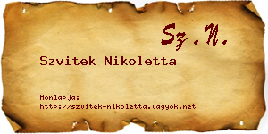 Szvitek Nikoletta névjegykártya